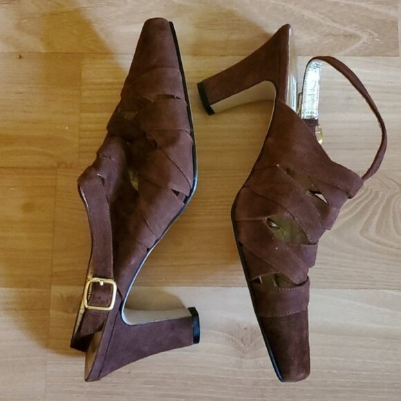 Gloria Vanderbilt Heels Brown LEATHER SUEDE Shoes Pumps Women's WOMAN'S 10 M - Picture 5 of 12